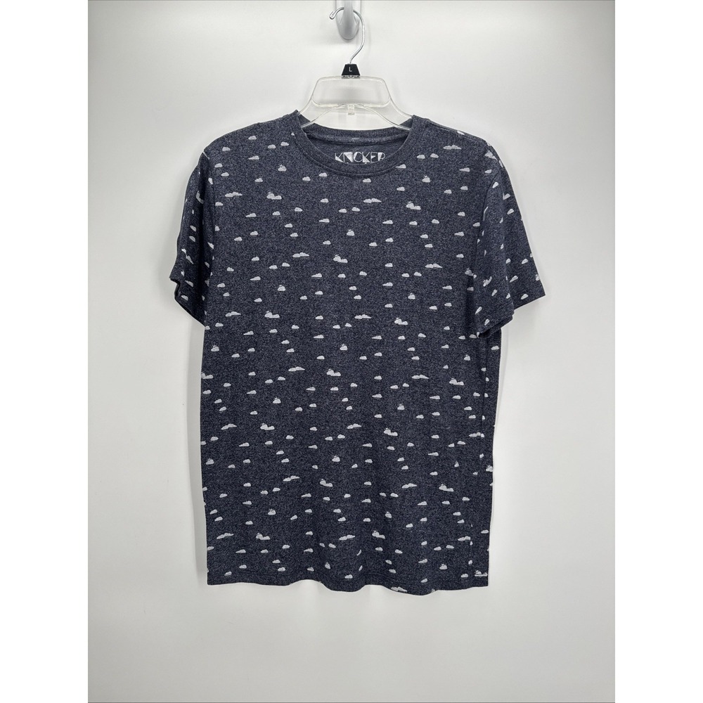 Knickerbocker Mens Cloud Print T-Shirt Navy Blue Heather Vintage Design Medium